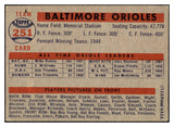 1957 Topps Baseball #251 Baltimore Orioles Team VG-EX 525002