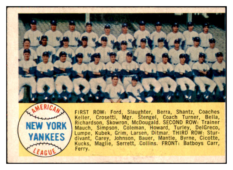 1958 Topps Baseball #246 New York Yankees Team VG-EX 525050