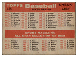 1958 Topps Baseball #475 Casey Stengel A.S. Yankees VG-EX 525067