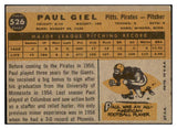 1960 Topps Baseball #526 Paul Giel Pirates VG-EX 525100