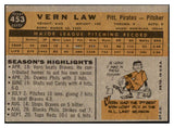 1960 Topps Baseball #453 Vern Law Pirates VG 525125