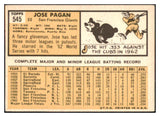 1963 Topps Baseball #545 Jose Pagan Giants VG-EX 525136