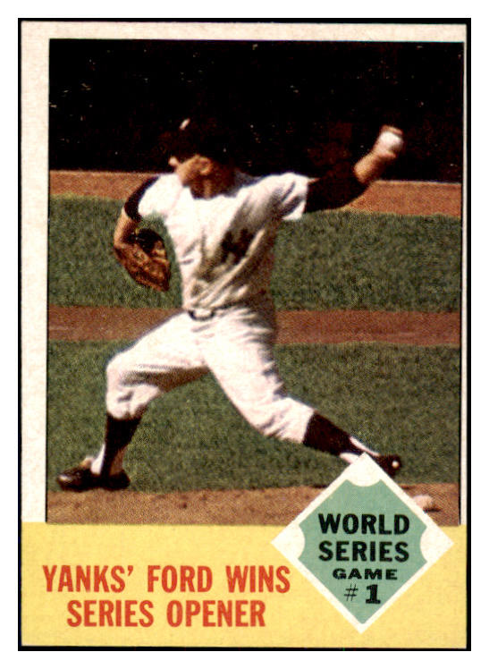 1963 Topps Baseball #142 World Series Game 1 Whitey Ford EX 525170