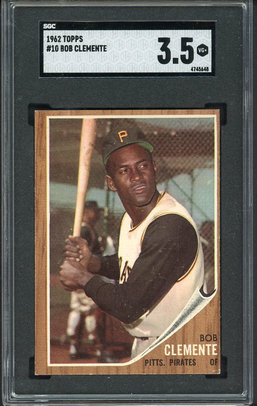 1962 Topps Baseball #010 Roberto Clemente Pirates SGC 3.5 VG+ 525189