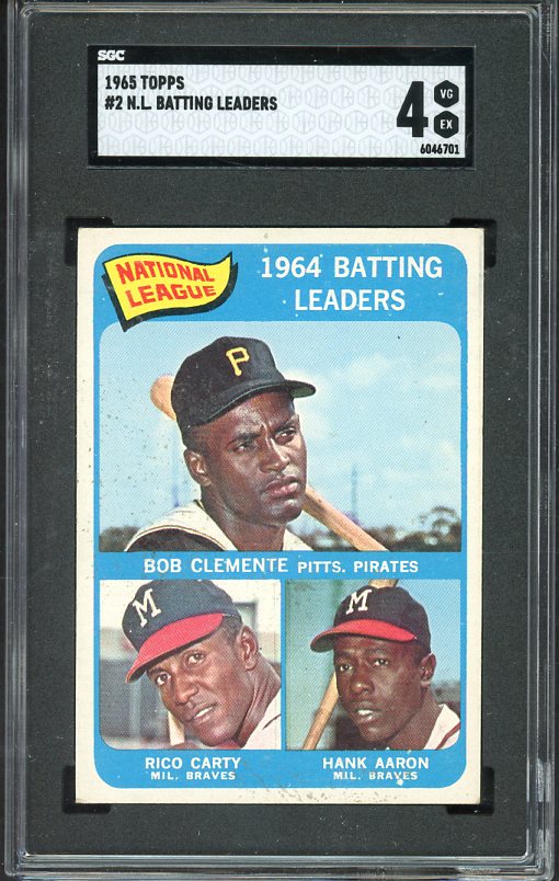 1965 Topps Baseball #002 N.L. Batting Leaders Clemente Aaron SGC 4 VG-EX 525196