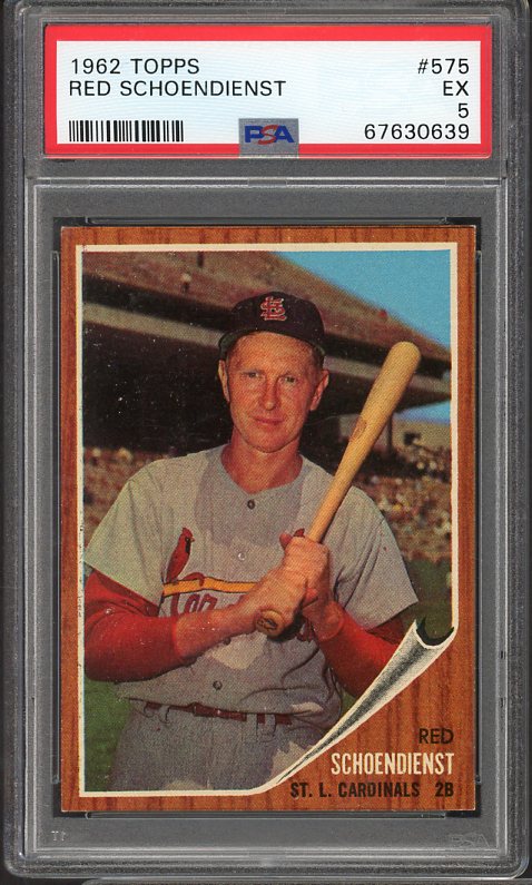 1962 Topps Baseball #575 Red Schoendienst Cardinals PSA 5 EX 525197