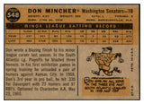 1960 Topps Baseball #548 Don Mincher Senators EX 525228