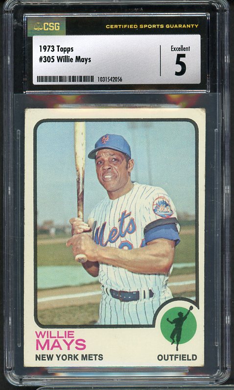 1973 Topps Baseball #305 Willie Mays Mets CSG 5 EX 525259