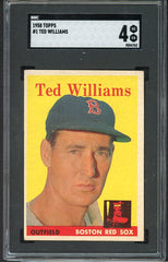 1958 Topps Baseball #001 Ted Williams Red Sox SGC 4 VG-EX 525262