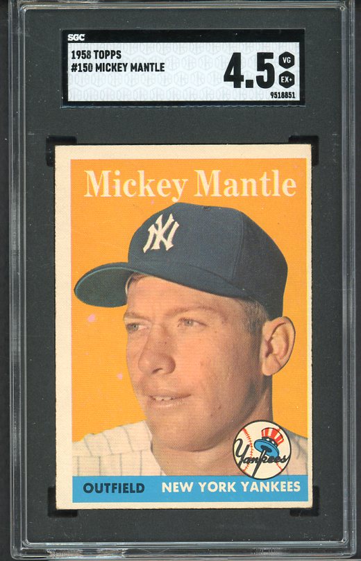 1958 Topps Baseball #150 Mickey Mantle Yankees SGC 4.5 VG-EX+ 525263