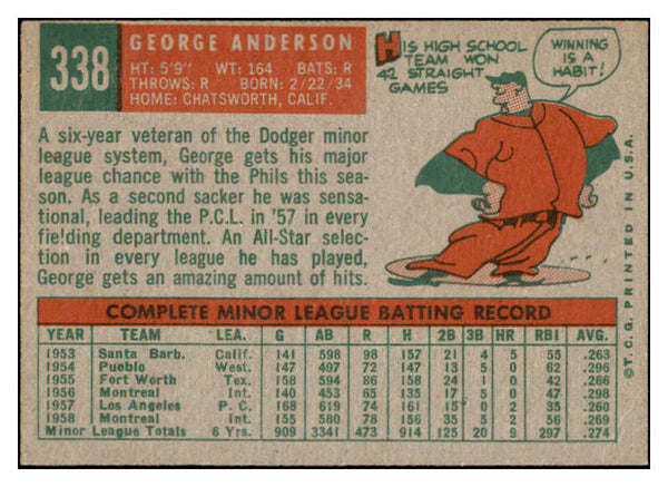 1959 Topps Baseball #338 Sparky Anderson Phillies EX-MT 525325
