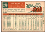 1959 Topps Baseball #270 Gil Hodges Dodgers EX-MT 525341