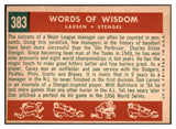 1959 Topps Baseball #383 Casey Stengel Don Larsen EX-MT 525370