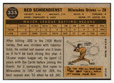 1960 Topps Baseball #335 Red Schoendienst Braves EX-MT 525429
