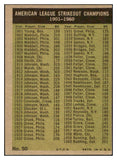1961 Topps Baseball #050 A.L. Strike Out Leaders Bunning EX-MT 525471