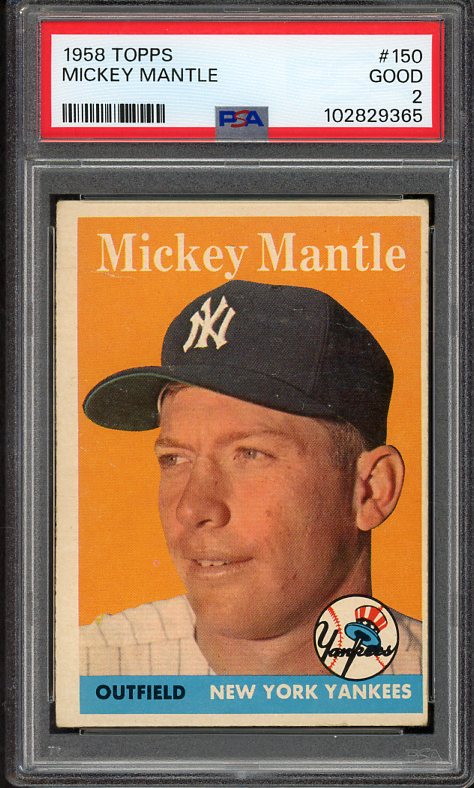 1958 Topps Baseball #150 Mickey Mantle Yankees PSA 2 GD 525575