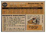 1960 Topps Baseball #420 Eddie Mathews Braves VG-EX 525607