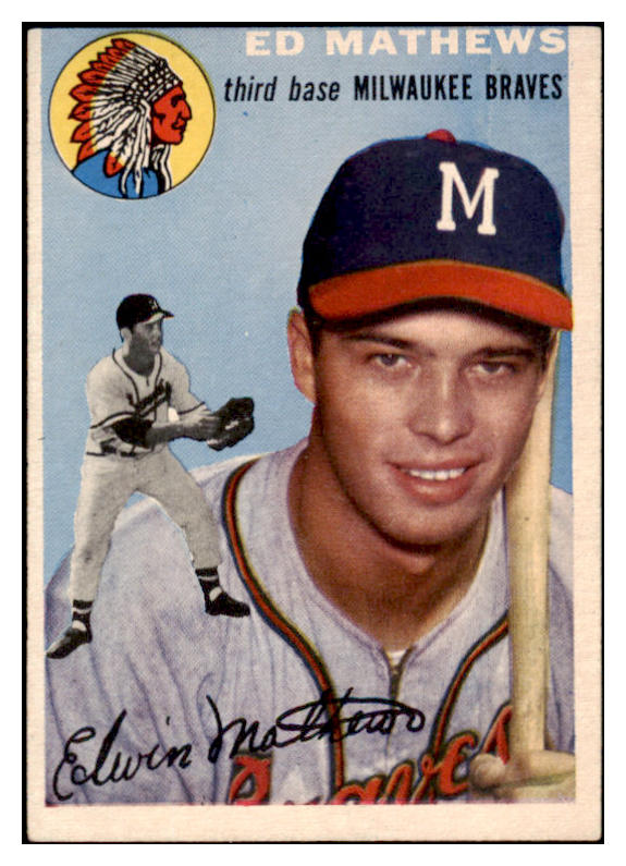 1954 Topps Baseball #030 Eddie Mathews Braves EX 525639