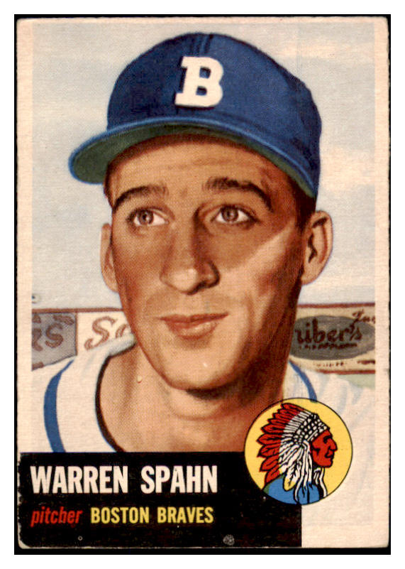 1953 Topps Baseball #147 Warren Spahn Braves VG-EX 525641