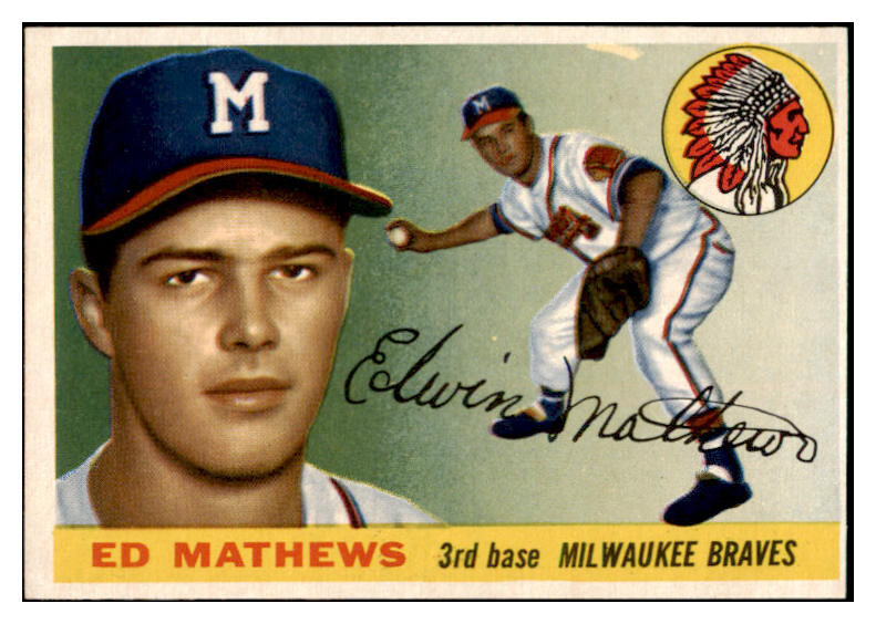 1955 Topps Baseball #155 Eddie Mathews Braves NR-MT 525659