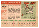 1955 Topps Baseball #155 Eddie Mathews Braves NR-MT 525659