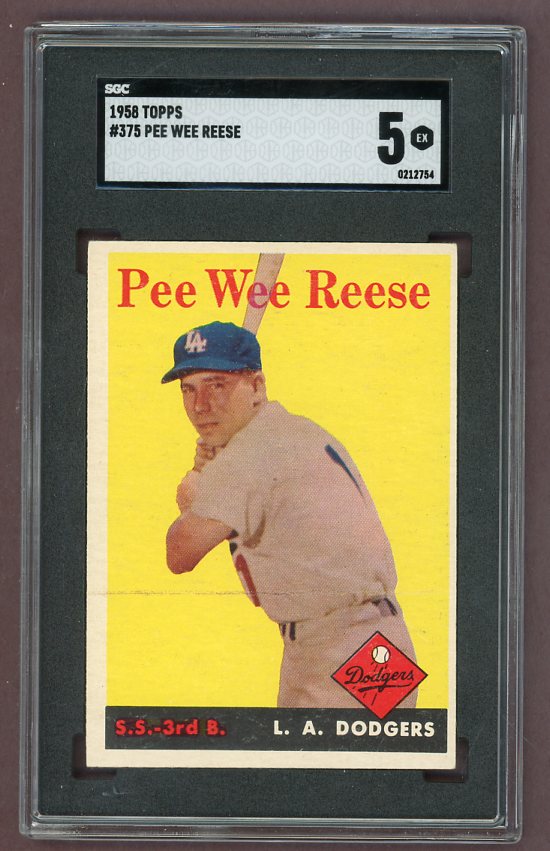 1958 Topps Baseball #375 Pee Wee Reese Dodgers SGC 5 EX 526009