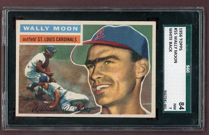 1956 Topps Baseball #055 Wally Moon Cardinals SGC 7 NM White 526031