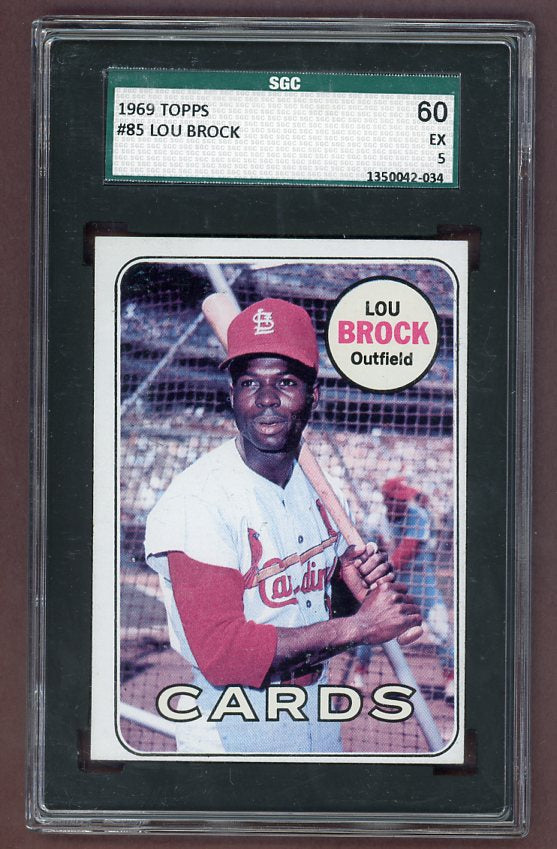 1969 Topps Baseball #085 Lou Brock Cardinals SGC 5 EX 526059