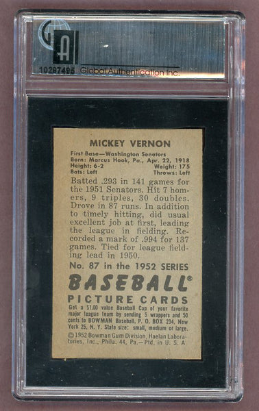 1952 Bowman Baseball #087 Mickey Vernon Senators GAI 6 EX-MT 526114