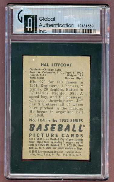 1952 Bowman Baseball #104 Hal Jeffcoat Cubs GAI 8 NM/MT 526116