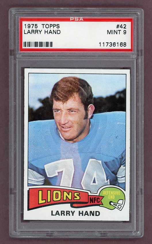 1975 Topps Football #042 Larry Hand Lions PSA 9 MINT 526144