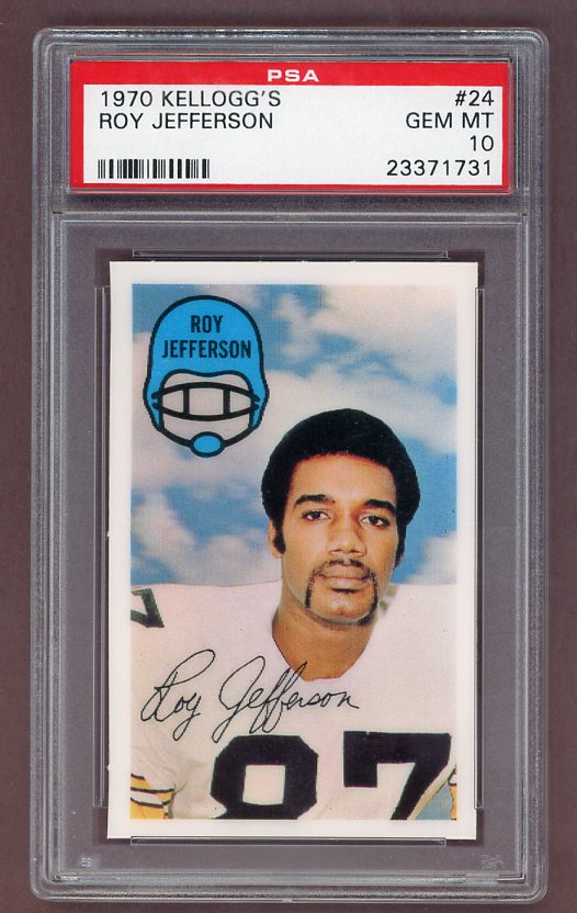 1970 Kelloggs Football #024 Roy Jefferson Steelers PSA 10 GEM MINT 526221