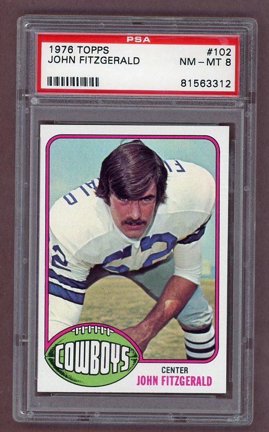 1976 Topps Football #102 John Fitzgerald Cowboys PSA 8 NM/MT 526223