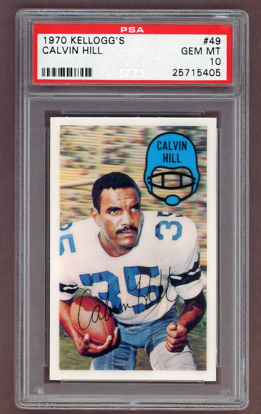 1970 Kelloggs Football #049 Calvin Hill Cowboys PSA 10 GEM MINT 526298