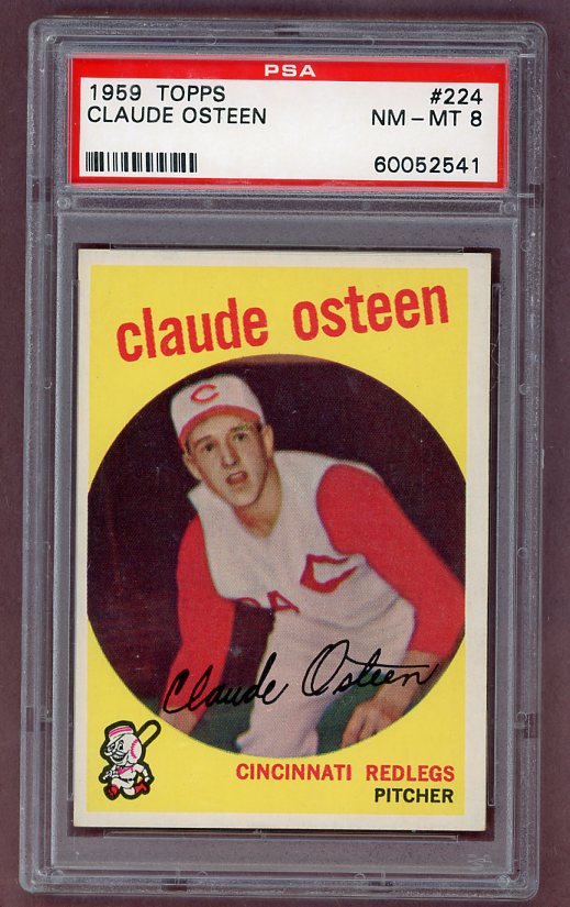 1959 Topps Baseball #224 Claude Osteen Reds PSA 8 NM/MT 526414