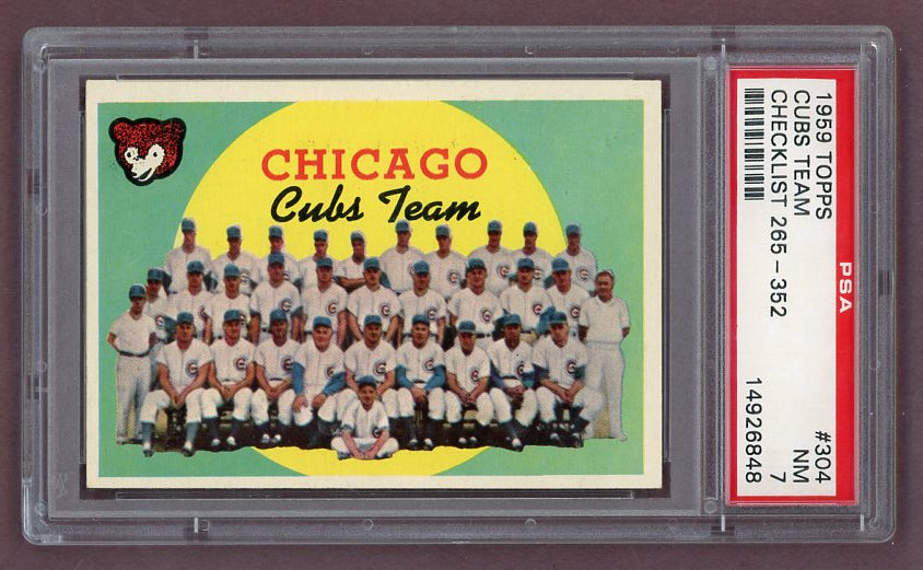 1959 Topps Baseball #304 Chicago Cubs Team PSA 7 NM 526440