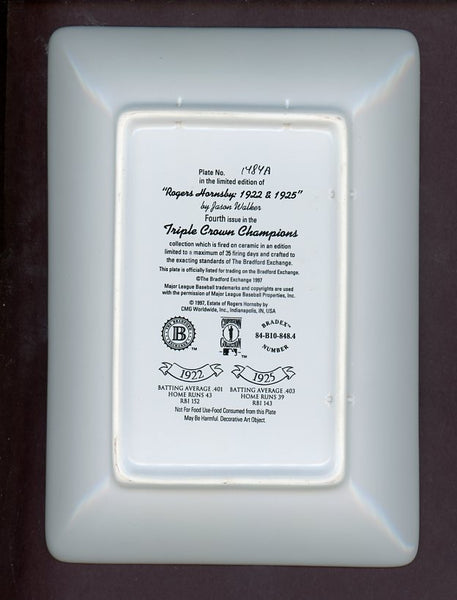 1997 Bradford Exchange Rogers Hornsby Triple Crown Plate 526625
