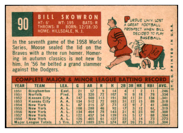 1959 Topps Baseball #090 Bill Skowron Yankees EX-MT 527259