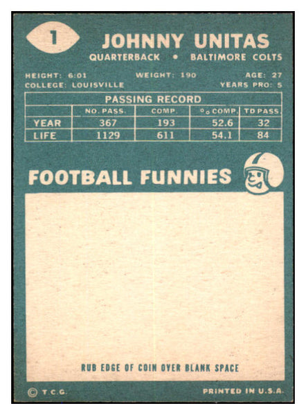 1960 Topps Football #001 John Unitas Colts EX-MT 527467