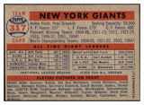 1957 Topps Baseball #317 New York Giants Team EX+/EX-MT 527468