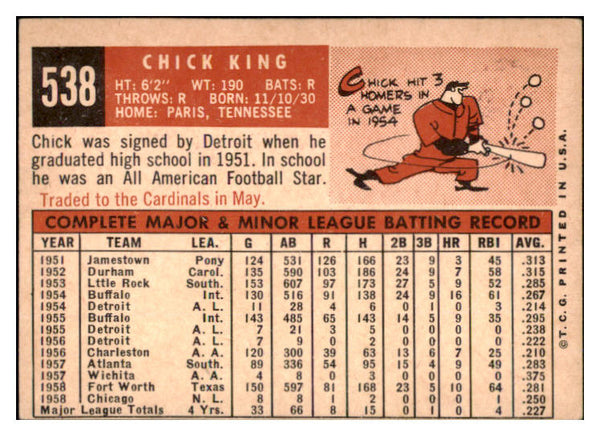 1959 Topps Baseball #538 Chick King Cubs EX 527478