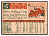 1959 Topps Baseball #427 Charlie Neal Dodgers EX 527514