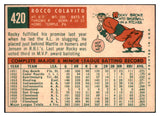 1959 Topps Baseball #420 Rocky Colavito Indians EX 527515