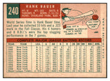 1959 Topps Baseball #240 Hank Bauer Yankees VG-EX 527521