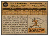 1960 Topps Baseball #335 Red Schoendienst Braves VG-EX 527578