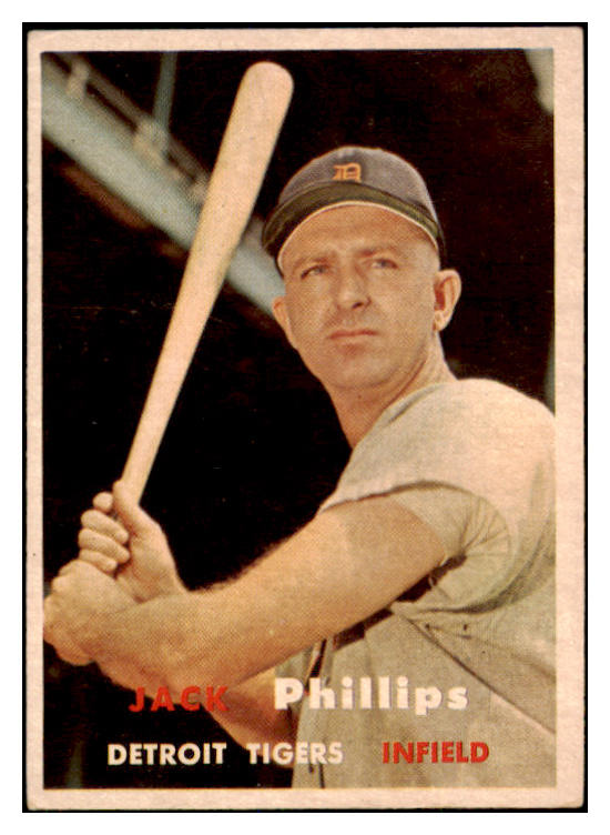 1957 Topps Baseball #307 Jack Phillips Tigers EX 527635