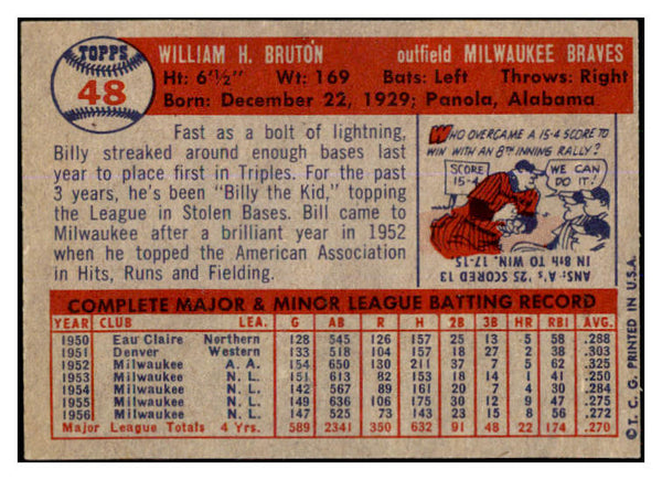 1957 Topps Baseball #048 Bill Bruton Braves EX-MT 527666