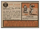 1962 Topps Baseball #565 Jose Pagan Giants VG-EX 527705