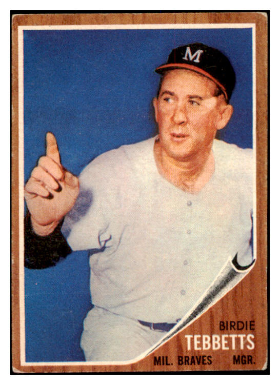 1962 Topps Baseball #588 Birdie Tebbetts Braves VG-EX 527709