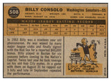 1960 Topps Baseball #508 Billy Consolo Senators EX 527791